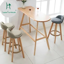 Луи Мода барный стул современный минималистский семья твердой древесины высокий стул творческий подъем