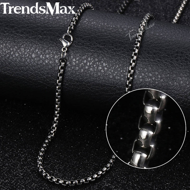Necklace Stainless Steel Cuban Rope Box Snake Link Chains Necklace Silver Color Male Jewelry Wholesale 24" 60cm 3mm KNN1