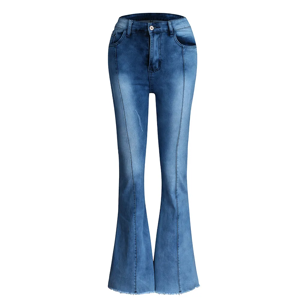 JAYCOSIN джинсы, новые женские модные штаны с высокой талией и карманами, широкие брюки, рваные джинсы с дырками, джинсовые штаны, джинсы, горячая Распродажа, ткань 9606 - Цвет: Blue