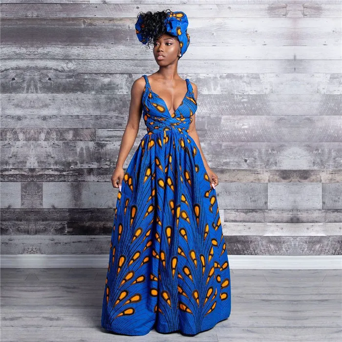 Летние африканские платья для женщин новости модный халат длинное платье цветочный принт Базен Vestidos Дашики вечерние африканские платья