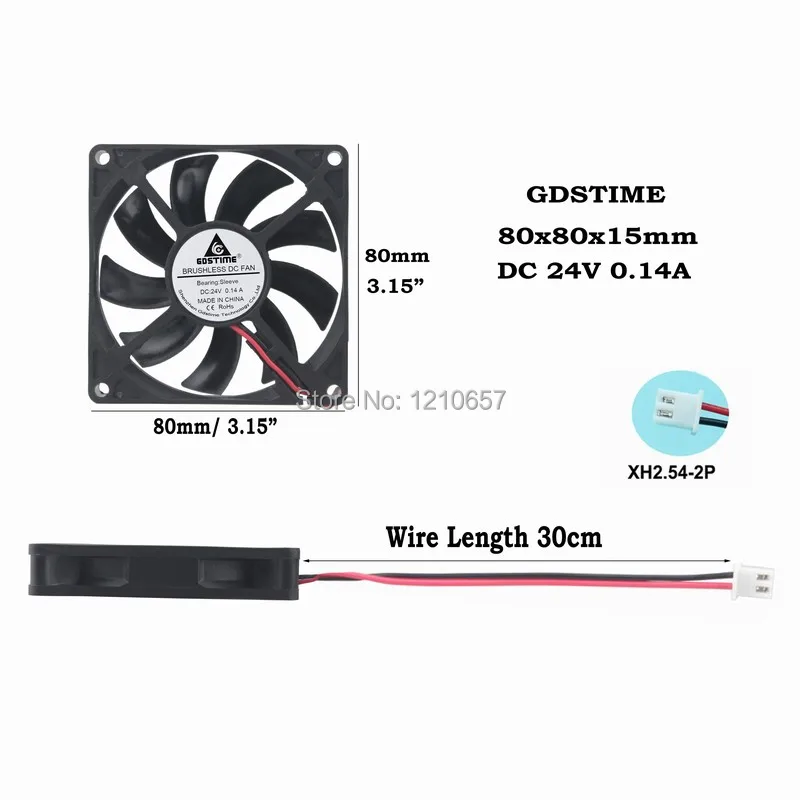 DC 24V 2Pin 8cm 80mm 80x80x15mm Brushless Computer Cooling Industrial Fan 8015S