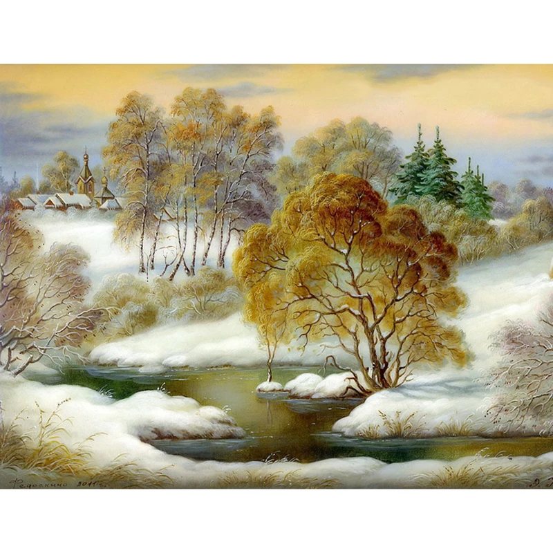 

Crafts DIY 5D resin full square diamond painting Cross Stitch winter landscape 3d full diamond embroidery rhinestone mosaic art