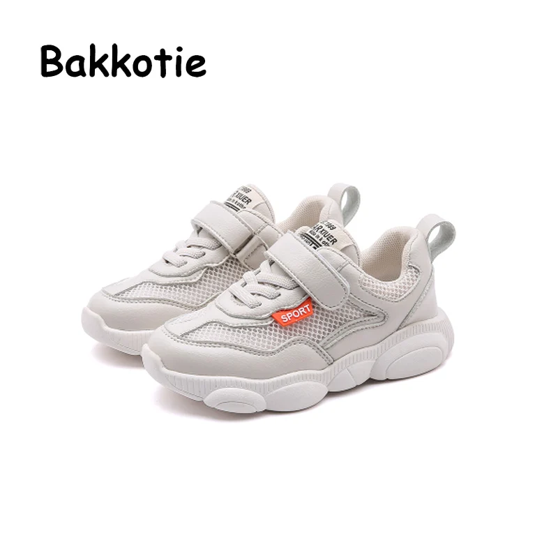 

Bakkotie 2019 New Spring Girls White Fashion Breathable Mesh Sneakers Boys Summer Black Running Shoes Kids Soft Casual Shoes