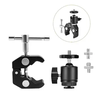 

Super DSLR Clamp Mini 360 Degree Camera Ball Head Mount with Hot Shoe Adapter Crab Clamp Max Open 2.16in / 5.5cm Photography Pli
