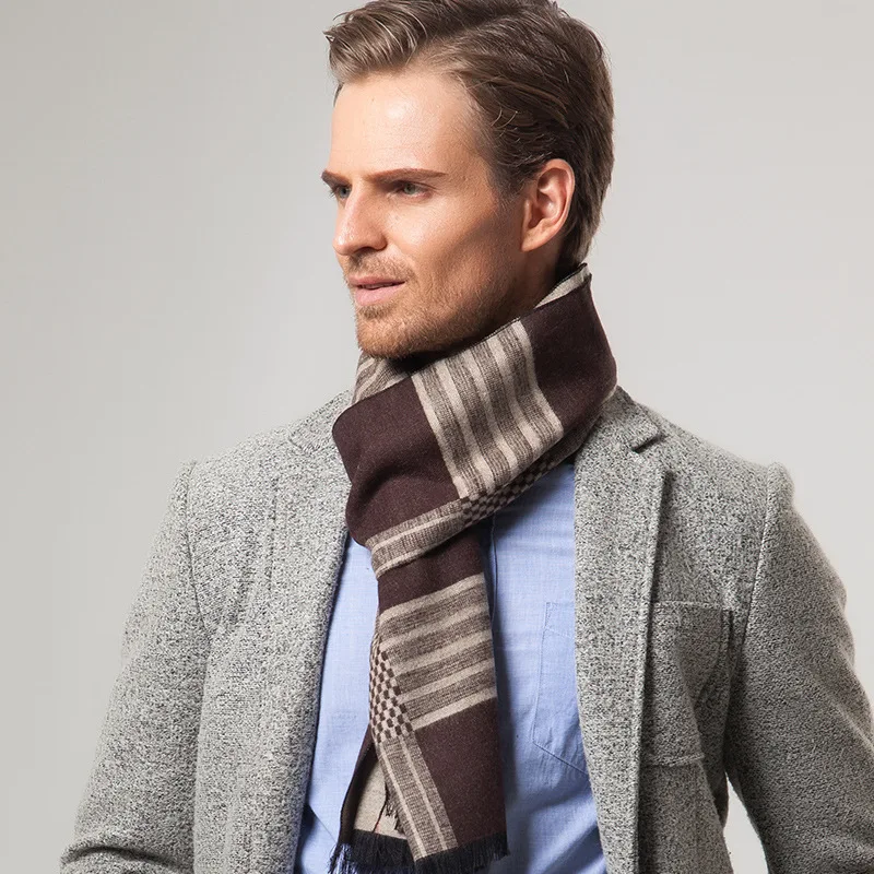 Brand Winter Scarf Men Wool Plaid Knitted Scarf Fashion Designer Shawl