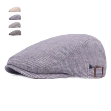 Повседневные хлопковые шапки для мужчин и женщин, модные регулируемые летние береты, уличные солнечные береты, шапка с козырьком, полосатые плоские шапки для взрослых