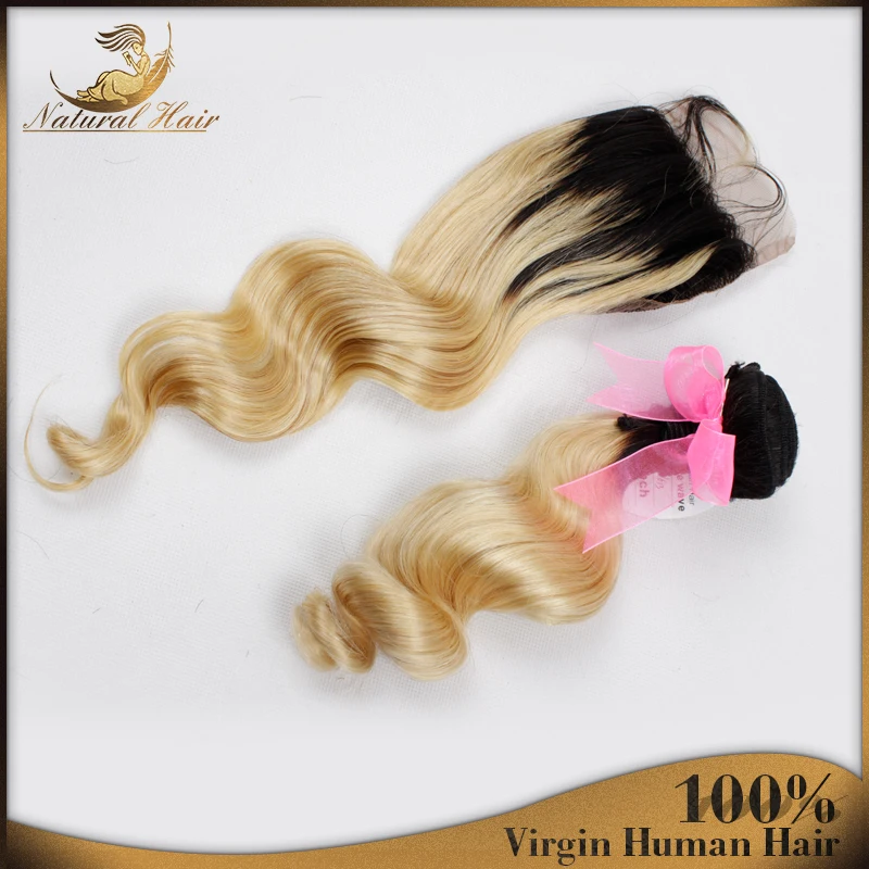Malaysian Virgin Hair Weft Loose Wave 4pcs Human Hair Weave Bundles with 1pcs Lace Closure Platinum