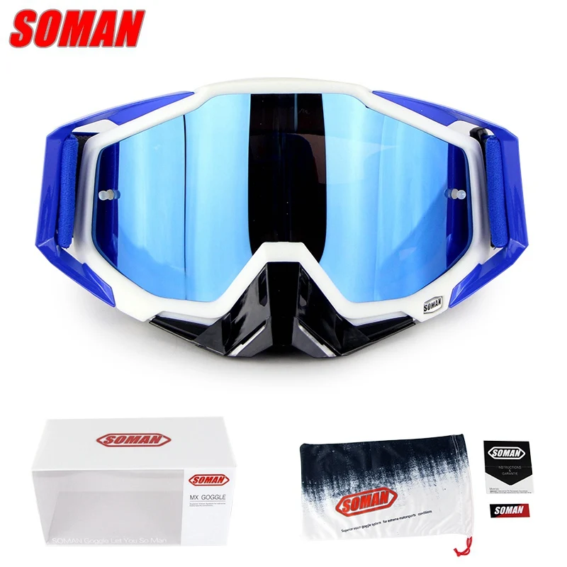 Ракрафт серии мотокросса мужские и женские мотоциклетные очки шлем внедорожные очки Soman SM11 - Цвет: white suit