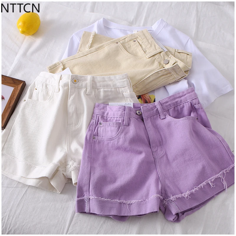 

Short Jeans Female Summer New Korean Trousers with Curly Feet and High Waist Fashion Jeans Shorts Female Mom Jeans
