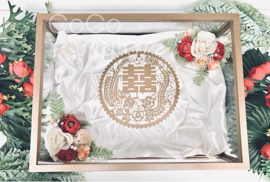 Cocostyles пользовательские пустой элегантный золото металлический каркас акрил Подарочная коробка с золотой гравировка логотипа для Роскошные Свадебные невесты подарок