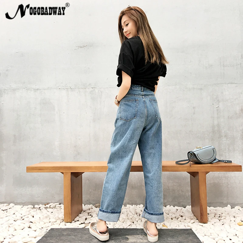 Wide Leg High Waist Boyfriend Jeans For Woman Denim Pants Femme