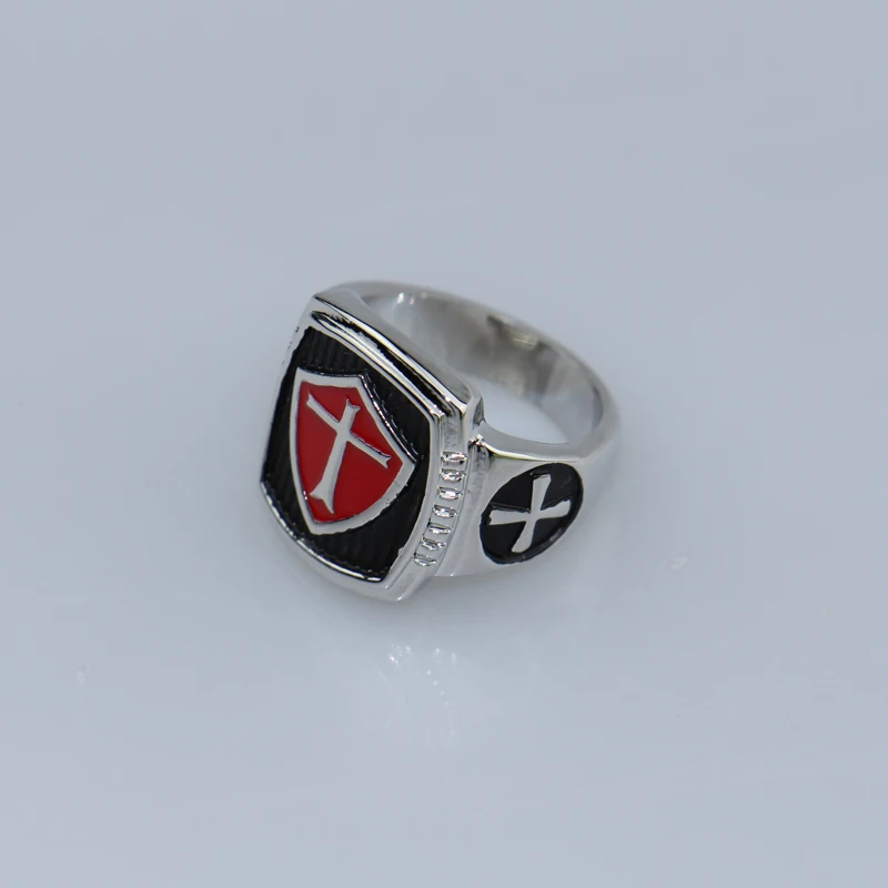 Кольцо с красной эмалью и серебряным покрытием, геймерские рыцари, Тамплиер, обручальное кольцо из нержавеющей стали, пара колец с крестом, мужской модный подарок для ювелирных изделий