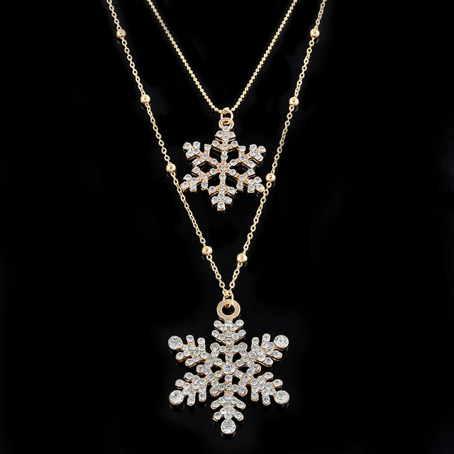 Aliexpress.com : Buy Fashion Gold Rhinestone Snowflake Pendant Long ...