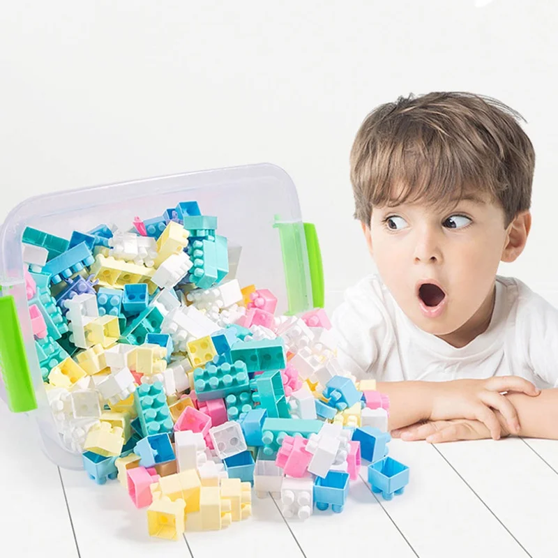 2019 Новый 100 шт. крупные частицы DIY модель строительные блоки комплект образовательные головоломки для малышей коробка для хранения вставки