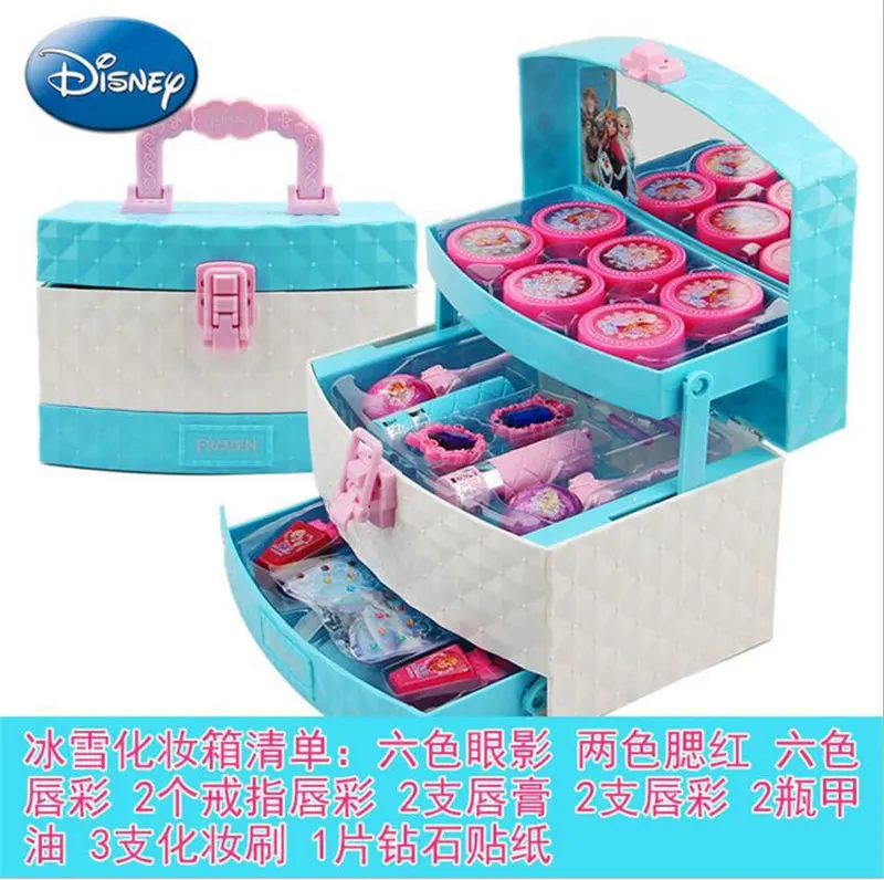 2019 New Frozen Children Cosmetic Set Princess Makeup Box Performance Nontoxic Lipstick Girls Play house Toys