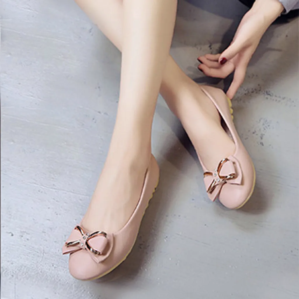 Женская модная повседневная рабочая обувь на плоской подошве с круглым носком и узлом-бабочкой; женская обувь; Zapatos De Mujer sapato feminino