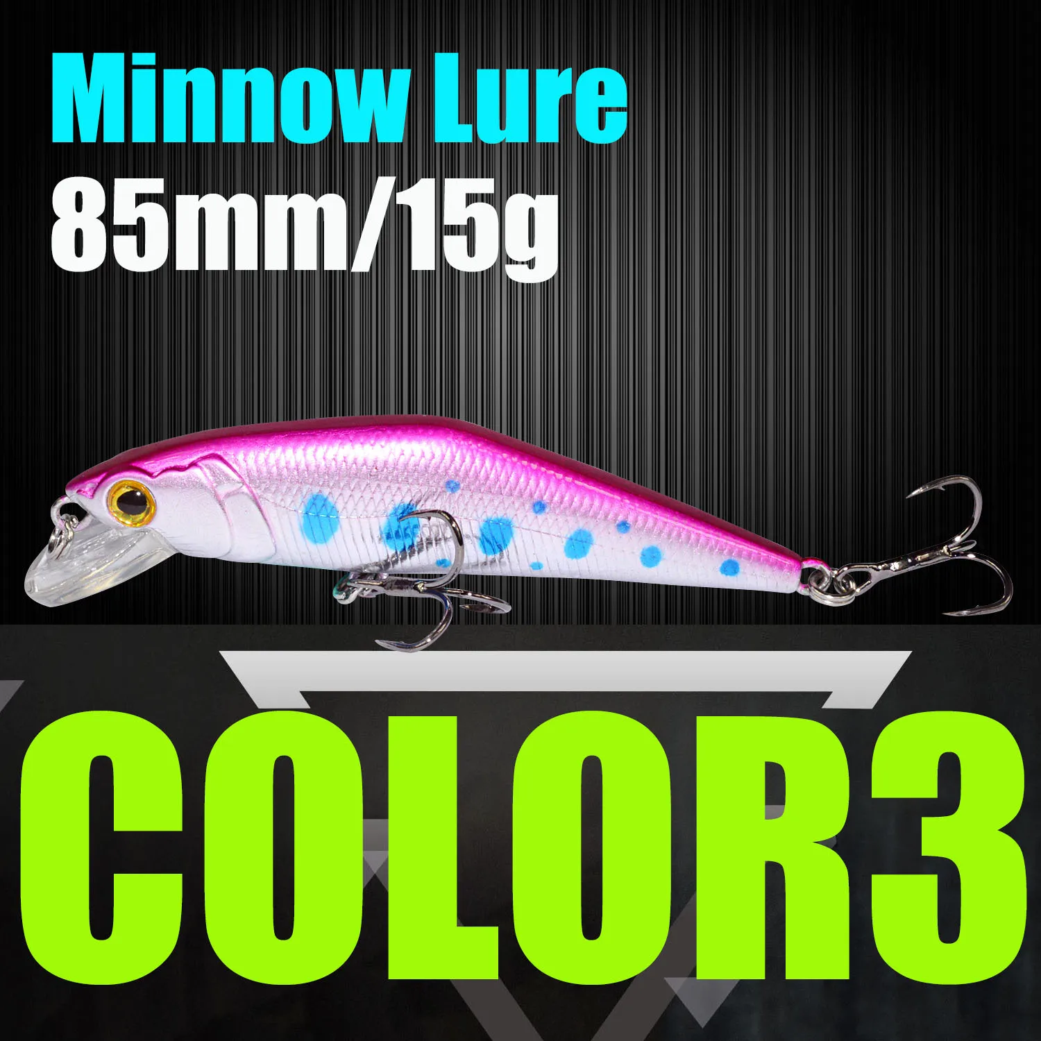 Жесткая Приманка Minnow 85 мм/15 г тонущие рыболовные наживки с крючками Trebke Swimbait жесткая приманка для ловли карпа - Цвет: 3