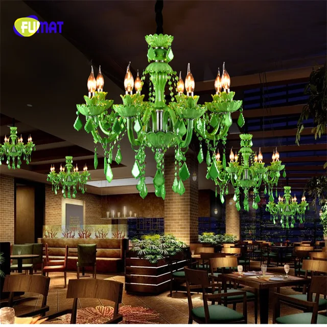 Зеленая хрустальная люстра FUMAT креативная стеклянная лампа для кофе ресторана