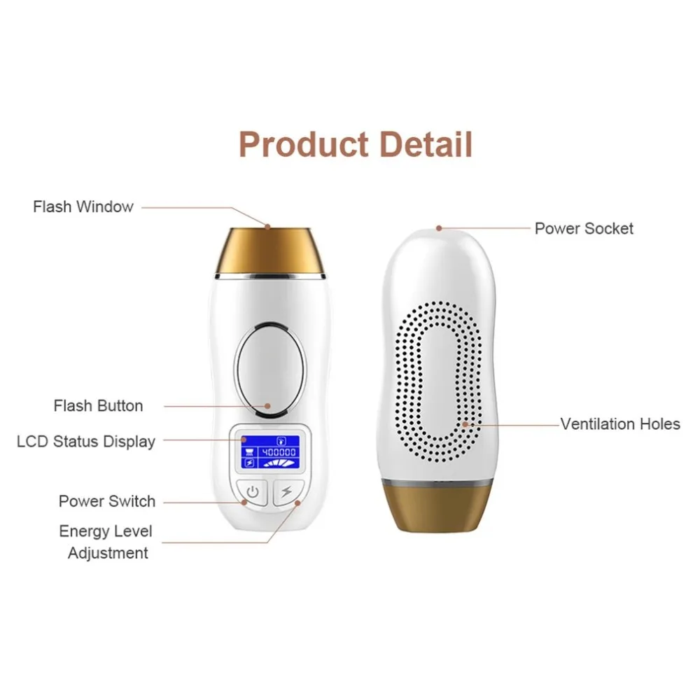 IPL лазерный эпилятор, перманентное удаление волос с ЖК-дисплеем, лазерный триммер для бикини, фотоэпилятор, 400K вспышки, Новинка