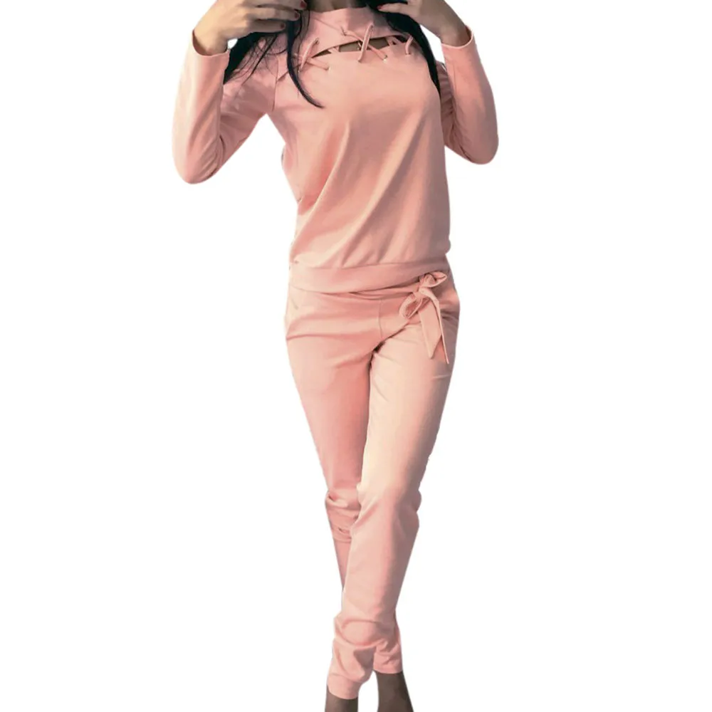 Женский спортивный костюм Perimedes, комплекты для фитнеса и йоги, спортивная одежда, женский спортивный костюм, спортивный костюм с длинным рукавом, брюки, комплект из двух предметов# g35 - Цвет: Розовый