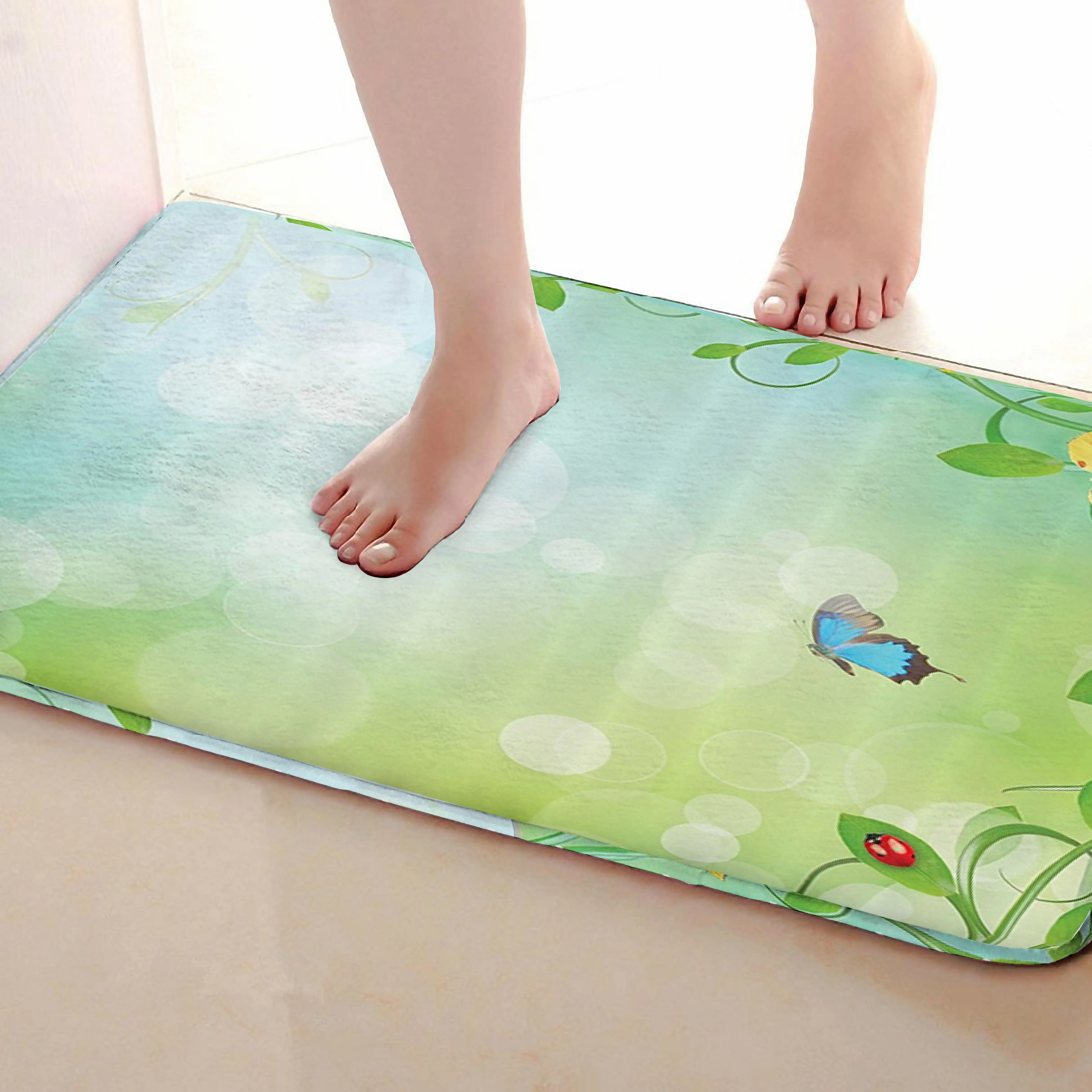 Весенний Небесный Стиль Коврик для ванной комнаты, смешной Противоскользящий коврик для ванной, занавески для душа s аксессуары, соответствующие вашей душевой занавеске