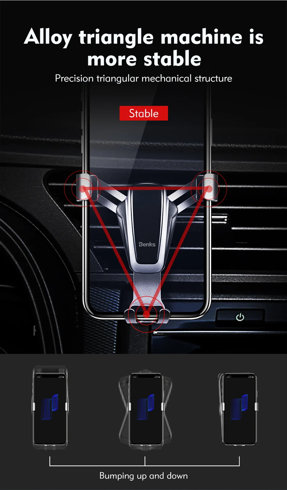 Benks Gravity Car Phone Holder Stand Air Vent Mount Stand For Huawei P20 iphone X 8 7 Samsung S9 GPS Mobile Auto Support Bracket (4)