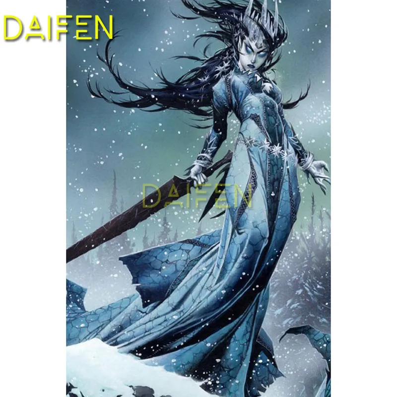 

Full Round Diamond embroidery Cross stitch Full Square Diamond painting Witch Magician sword snow DIY 3D Diamond mosaic