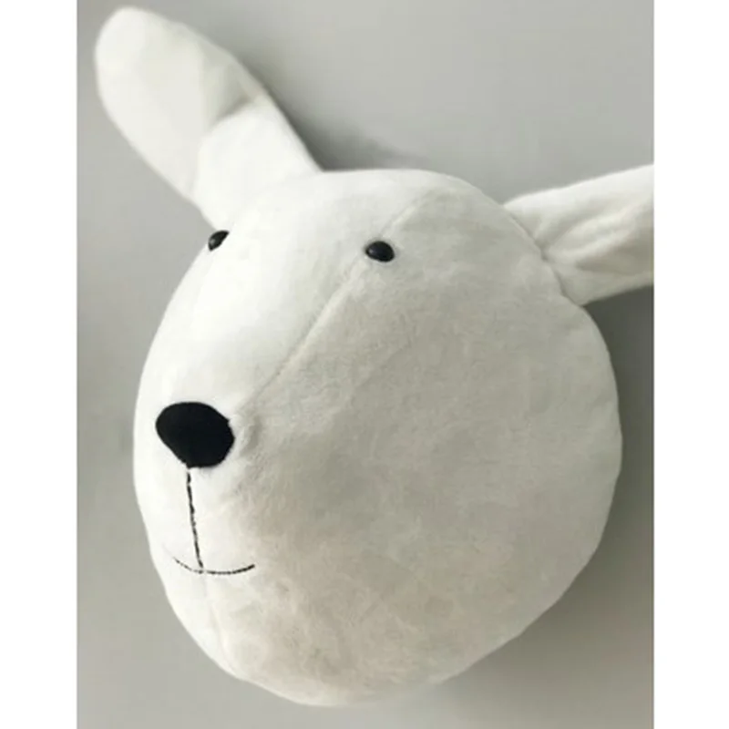 3D голова животного настенное крепление Зебра/Слон/Жираф мягкие игрушки для детей Детская комната Настенное подвесное украшение подарок на день рождения Рождество - Цвет: Rabbit