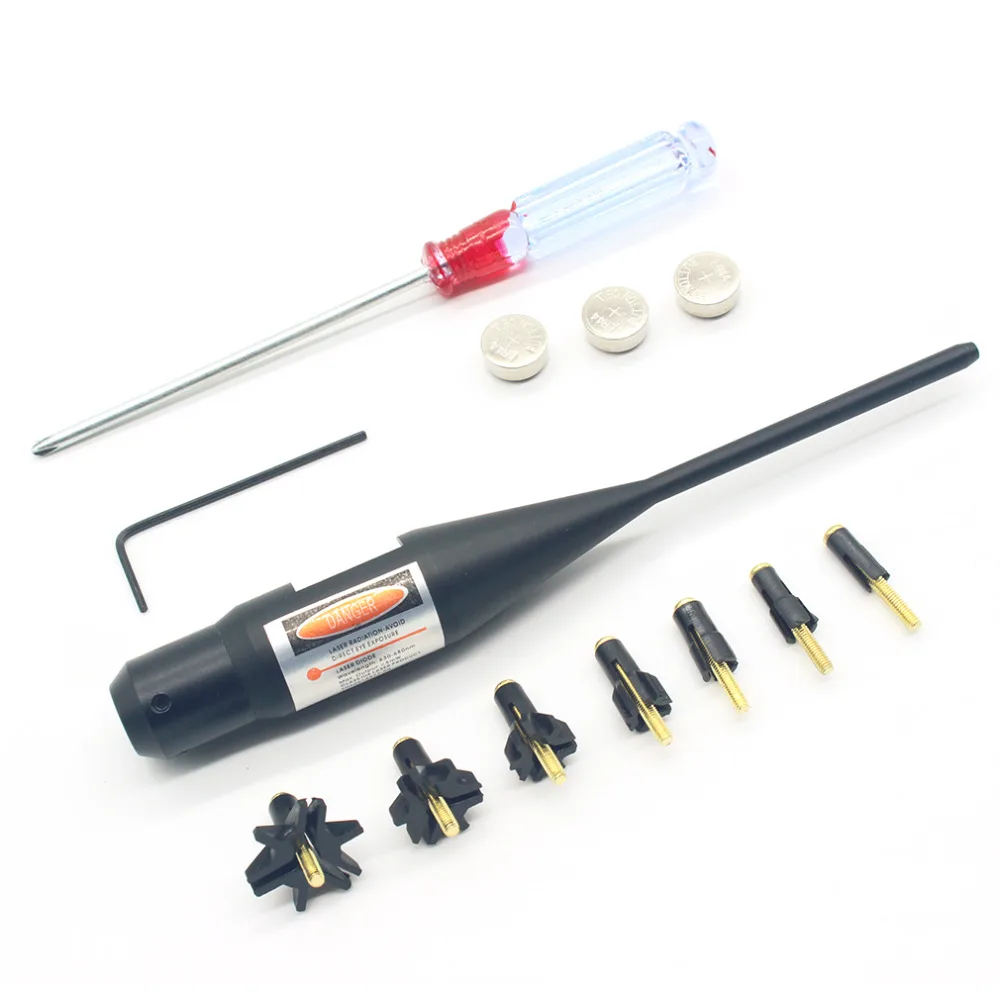 

635-655nm Windage Elevation Adjustable Red Laser Boresighter Bore Sighter Kit For Hunting .17 To .78 Caliber Hunting Hand Gun
