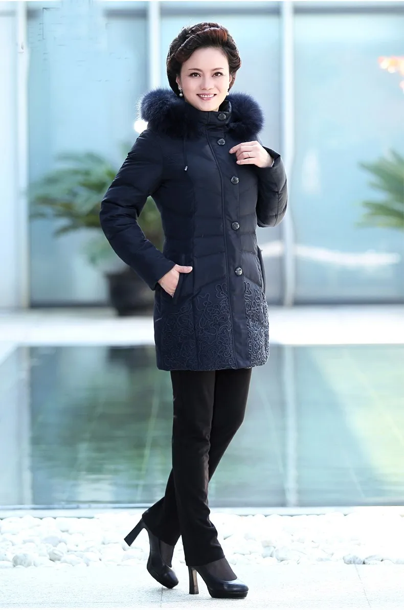 Новая зимняя куртка женская верхняя одежда тонкий уплотненный пуховик с капюшоном Женский натуральный Лисий меховой воротник теплая куртка пальто LA0100