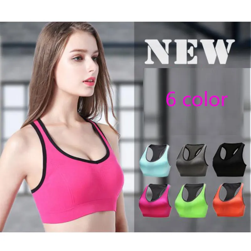 

6 color Professional Shockproof Fitness Yoga Push Up Sports Bra Women Seamless Padded Running Plus Size Top Bra drop ship hot