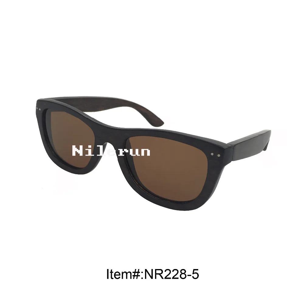 

handmade black hard wood frame sunglasses with decorated metal pins