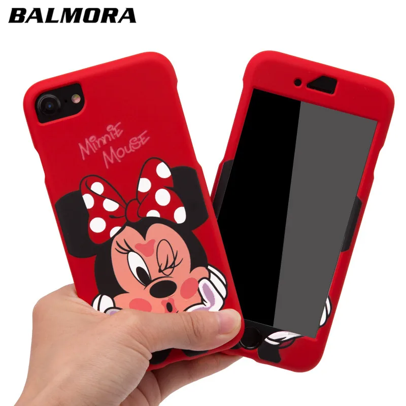 BALMORA Cartoon 360 Mickey Mobile Phone Case For IPhone 6 7 8 Minnie Mouse Full Cover PC 6s plus |