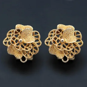 

Earrings Post Connector Linkers Clip Back Flower Base Findings Indian African Costume Women Bridal Earrings DIY Jewelry Making