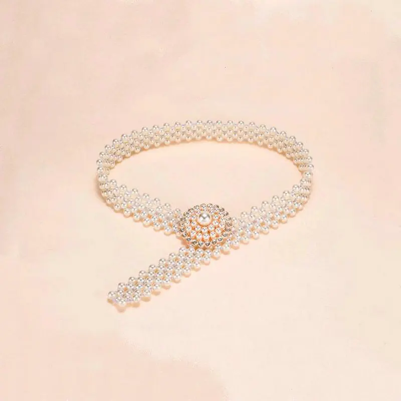 

Korean Version Sweet Ladies Wide Belt Fashion Flowers Wild Decorative Elastic Wide Female Waist Chain For Skirt Waistband