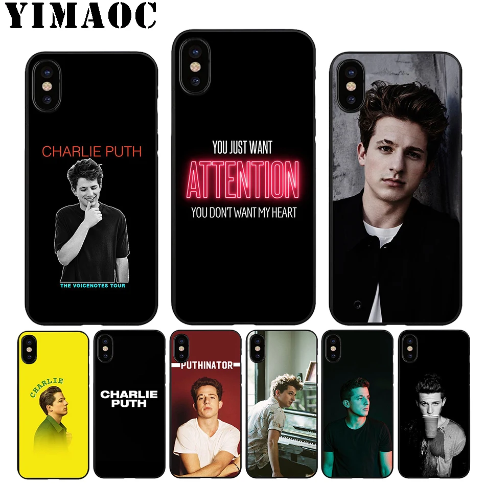 

YIMAOC A15 Charlie Puth Attention Soft TPU Black Silicone Case for iPhone Xr Xs Max X or 10 8 7 6 6S Plus 5 5S SE