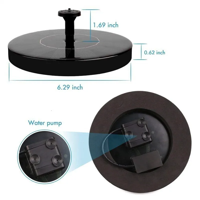 1.4W Round Shaped Solar Fountain Water Floating Fountain Pump Outdoor Bird Bath Fountain Pool Pump For Pond Garden Decoration