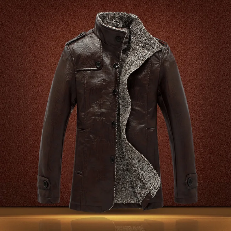 XingDeng PU leather Motorcycle Warm Jackets Men velvet Windbreaker Male top Jacket outdoors clothes Casual Long Coat plus 4XL | Мужская
