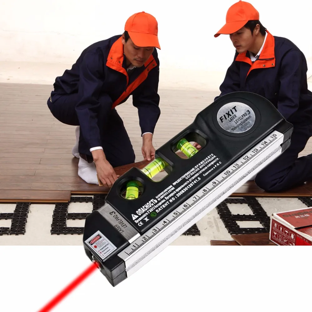 Small Laser Level Horizon Upright Measure 8FT Aligner Standard and Metric Ruler