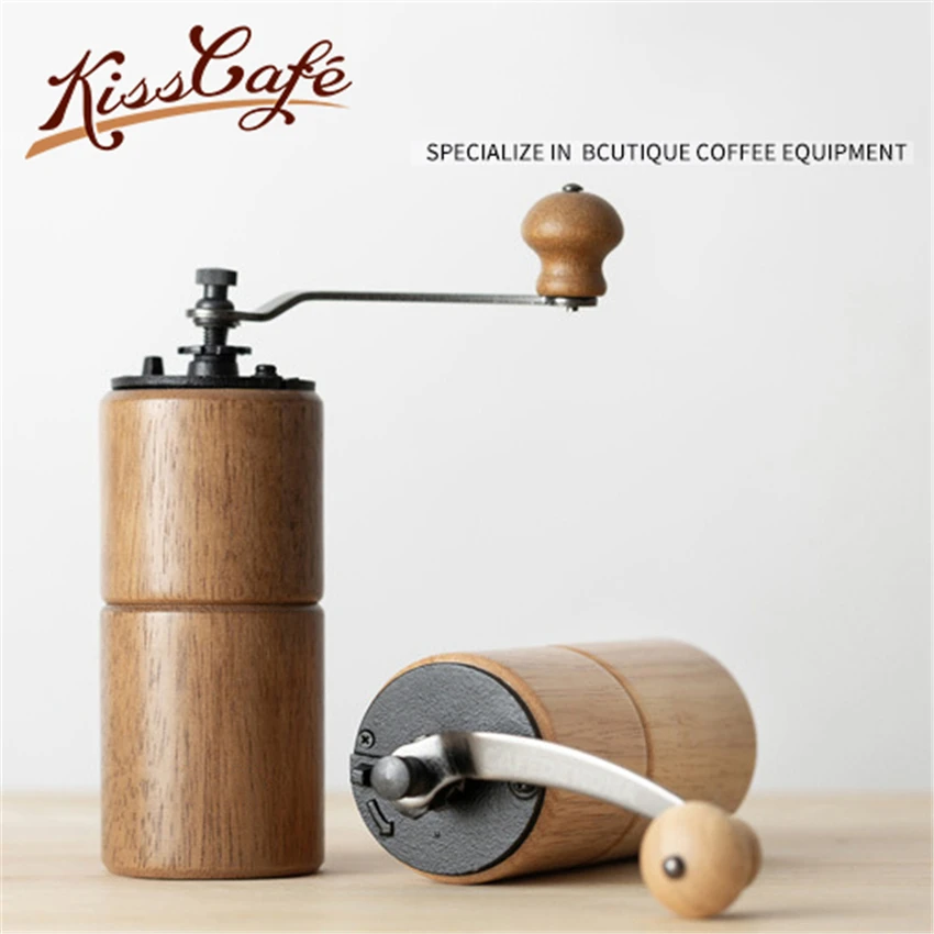 Portable Wooden Burr Coffee Grinder Manual Hand Coffee Maker Portable Coffee Mill Machine Travel Coffee Tools