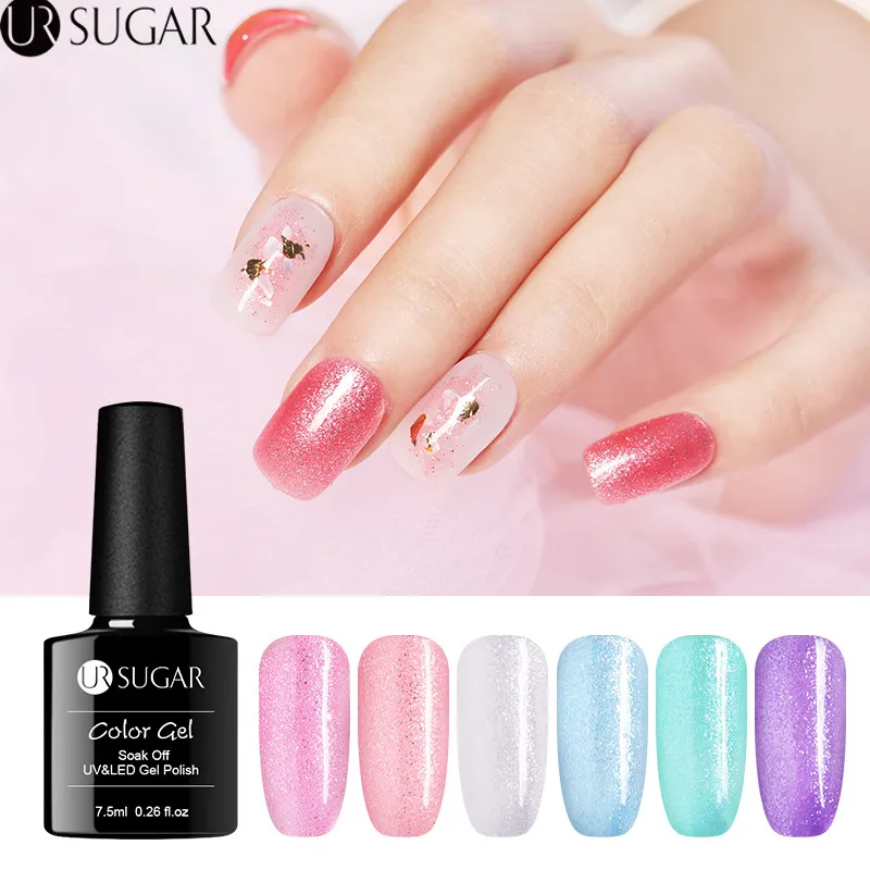 UR SUGAR Sandy Sugar Gel Colorful Gradient Gel Nail Polish Glitter UV Gel Varnish 7.5ml Soak Off Na