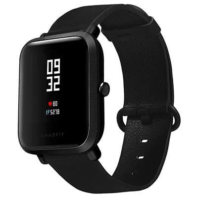 Hangrui кожаный ремешок для часов Xiaomi Huami Amazfit Pace Lite Youth Bip Смарт-часы PU 20 мм ремешок для часов Amazfit - Цвет: Black