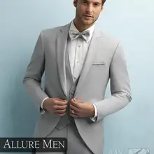 Стиль Свадебный костюм мужской лучшие продавцы Нотч с отворотом, легкое серое смокинги жениха костюм свадебный Выпускной Мужские костюмы(куртка+ брюки+ жилет+ галстук