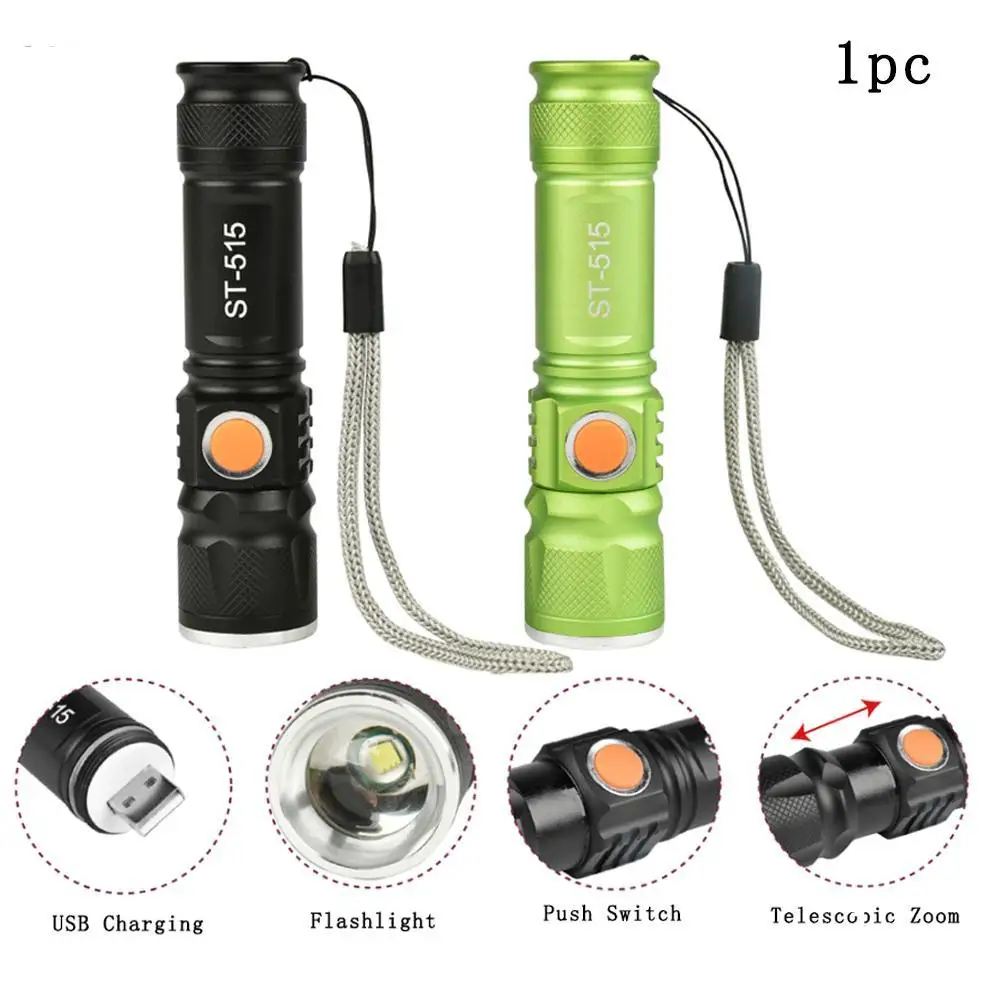 

Skywolfeye LED Flashlight 8000 Lumen 3 Modes T6 USB Rechargable Penlight Bike Pocket Focusable Zoomable Torch Lamp Camping New