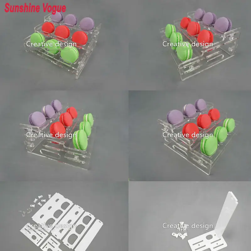 Держатель подставки Maracon 3 трехъярусная акриловая подставка для 9 макаронов Пластиковый Дисплей Чехол для десертного магазина/Витрина/Свадьба/partyware