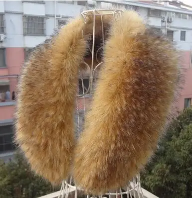 Осенне-зимний женский шарф кашне из искусственного лисьего меха енота воротник из искусственного меха с капюшоном 95 см