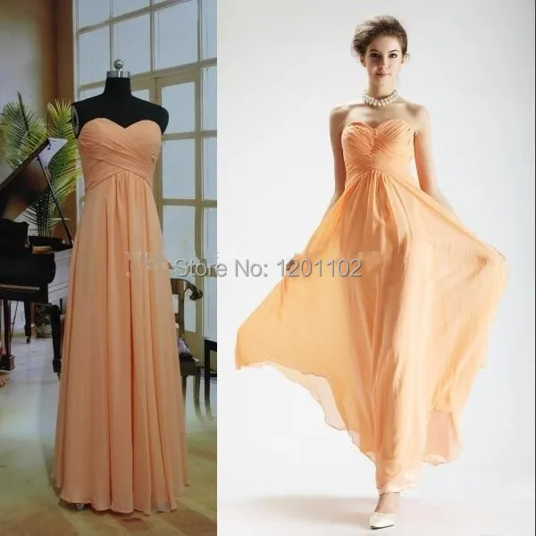 vestidos de fiesta 2015 de color naranja claro gasa verano dama de