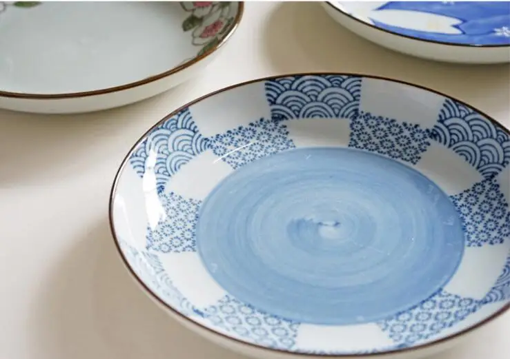 à mão de alta temperatura underglaze cor prato profundo hsy-7.25d.4