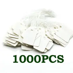 Белая маркировка теги ценники с возможностью записи Дисплей этикетки с висячая веревочная, 1000 пакет, 24x14 мм