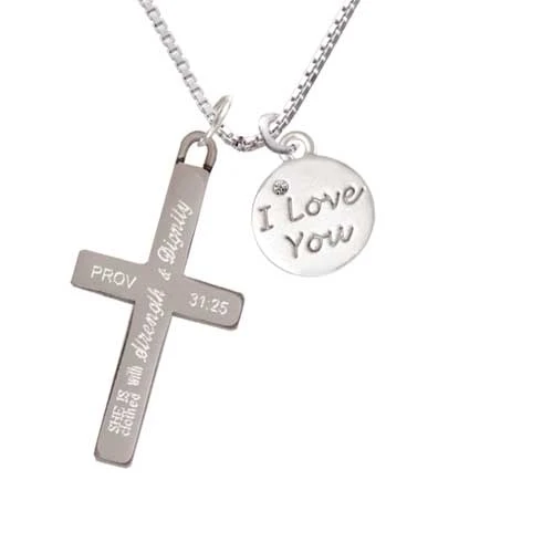 I Love You Disc - Strength and Dignity - Cross Necklace (1)